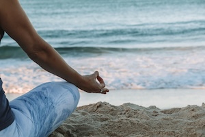 Meditating on the beach on the Isle of Wight